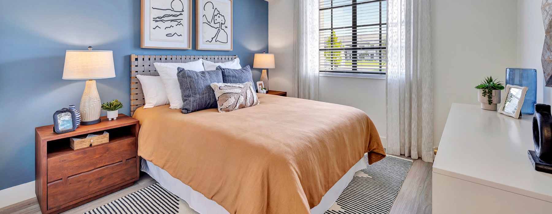accent wall in sunny bedroom